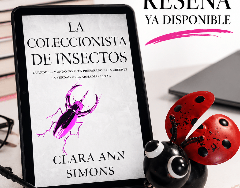La coleccionista de insectos de Clara Ann Simons en una tablet, nueva reseña en Literatura Lésbica